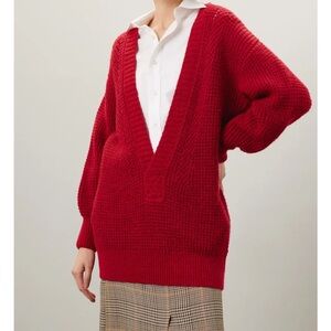 Scotch & Soda Deep Red V-Neck Sweater